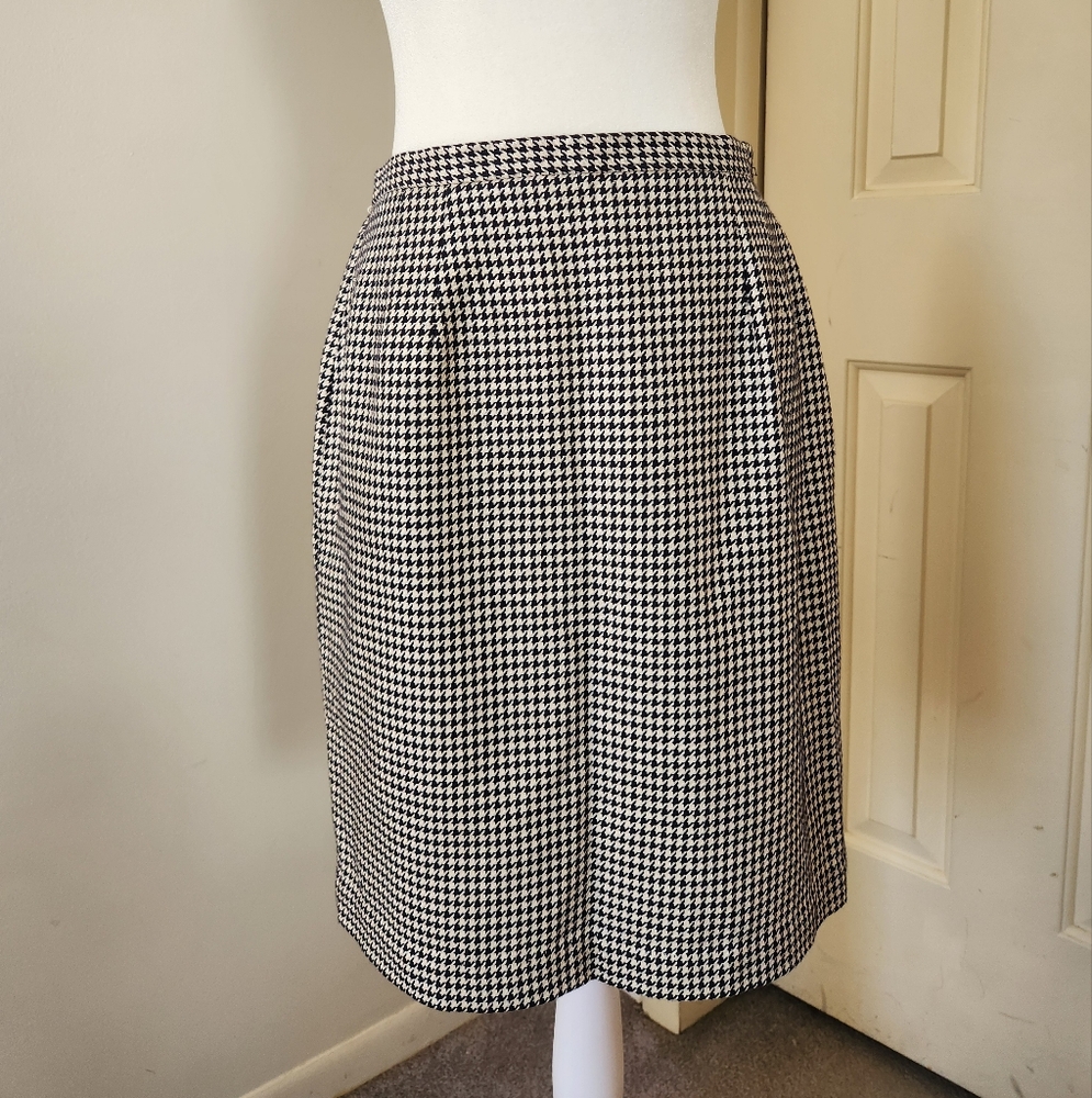 Talbots Silk/Cotton Blend Houndstooth Skirt